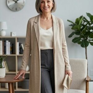 Eileen Fisher Lightweight Open Cardigan in Beige